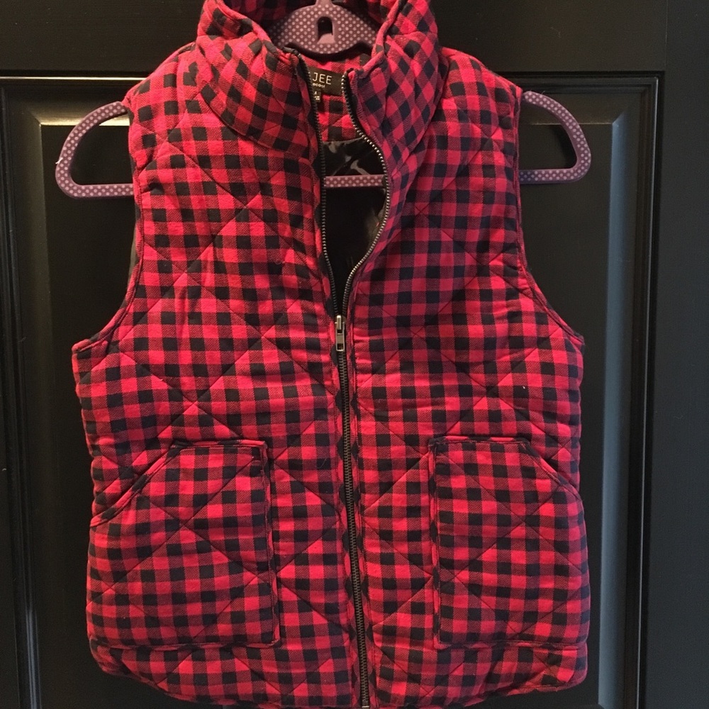 Red and Black plaid quilted vest